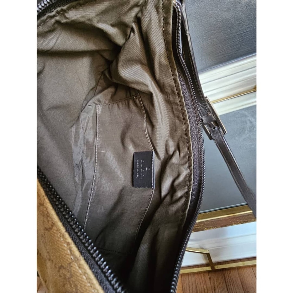 Authentic Gucci GG Canvas and Leather Zip Hobo Bag Beige/Brown - Picture 10 of 11